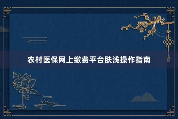 农村医保网上缴费平台肤浅操作指南